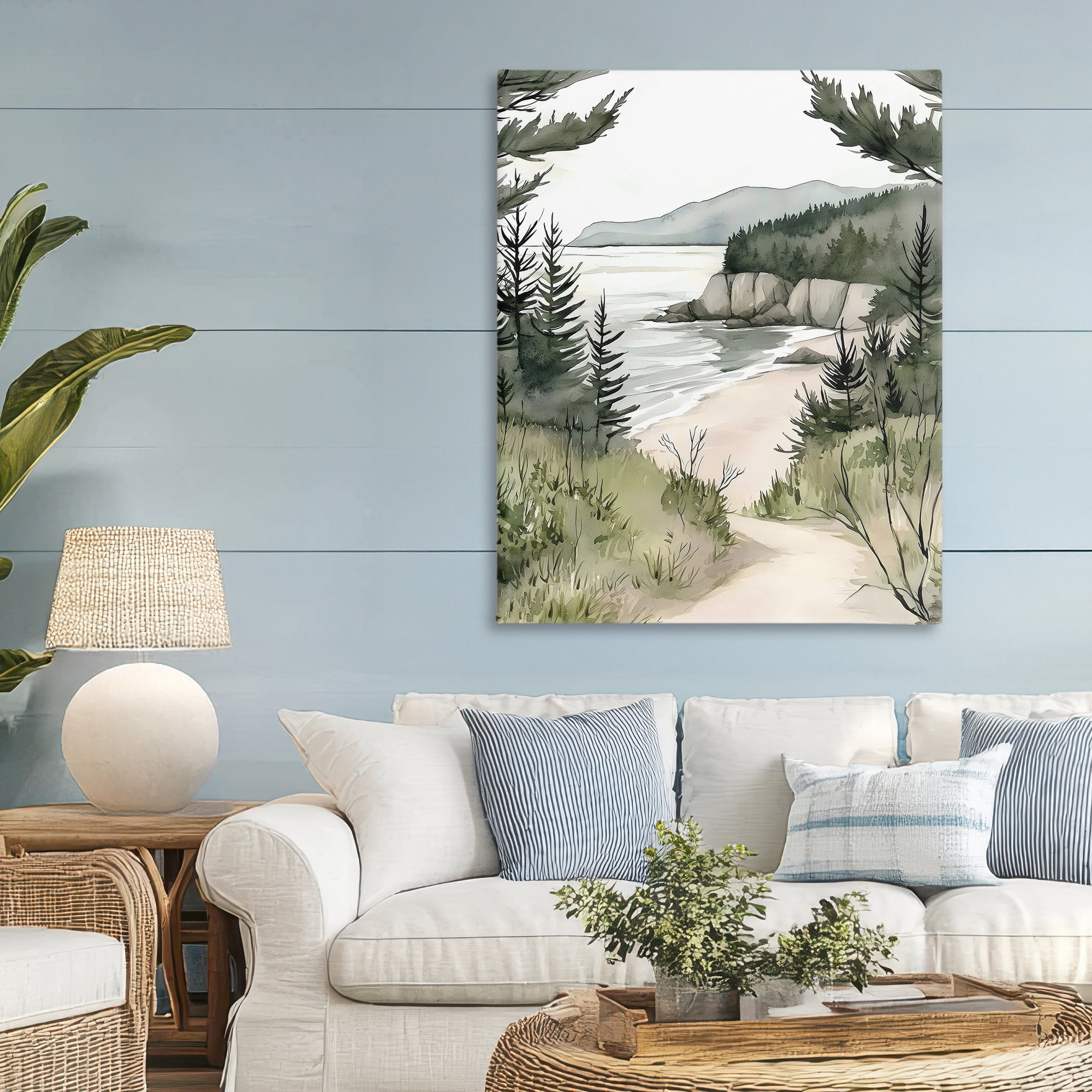 Stupell Industries Coastal Calm Winding Path Canvas Wall Art, design by Riley B