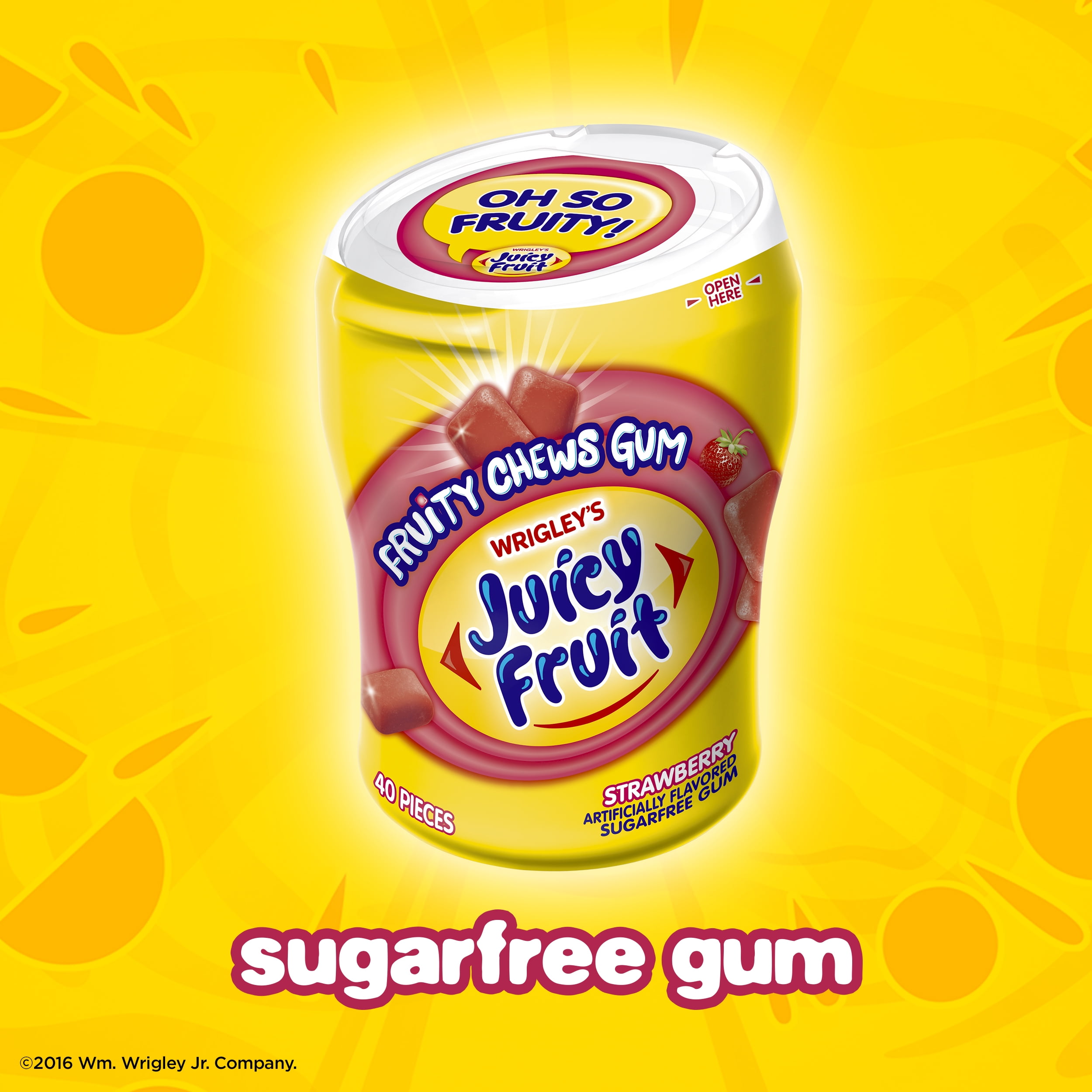 Juicy Fruit, Sugar Free Fruity Chews Strawberry Chewing Gum, 40 Ct