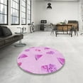 thumbnail image 4 of Ahgly Tapis Rond Lavable en Machine Intérieur Transitionnel Violet Violet, 3 Pieds Rond, 4 of 7