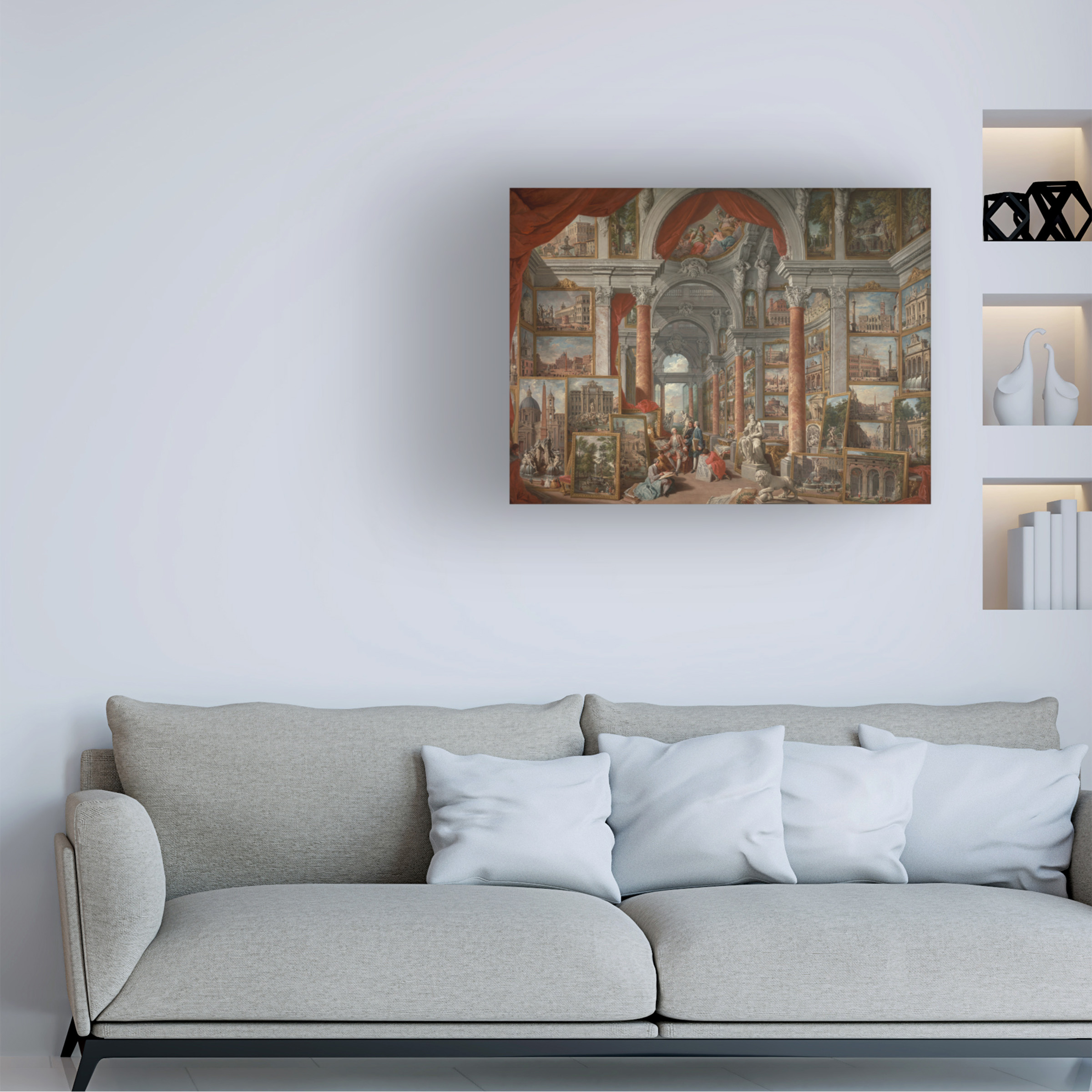 Trademark Fine Art Giovanni Pannini Picture Gallery With Views Of Rome Canvas Wall Art - 35x47