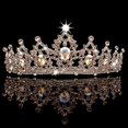 thumbnail image 1 of Tiara y coronas de oro rosa para mujer, corona de cumpleaños para niñas, diademas de boda de cristal, Tiara nupcial, 1 of 2