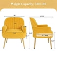 thumbnail image 5 of Velvet Accent Chair,Modern Upholstered Armchair Chairs,Single Sofa Armchair with Metal Legs for Living Room,Bedroom,Office,Yellow, 5 of 8
