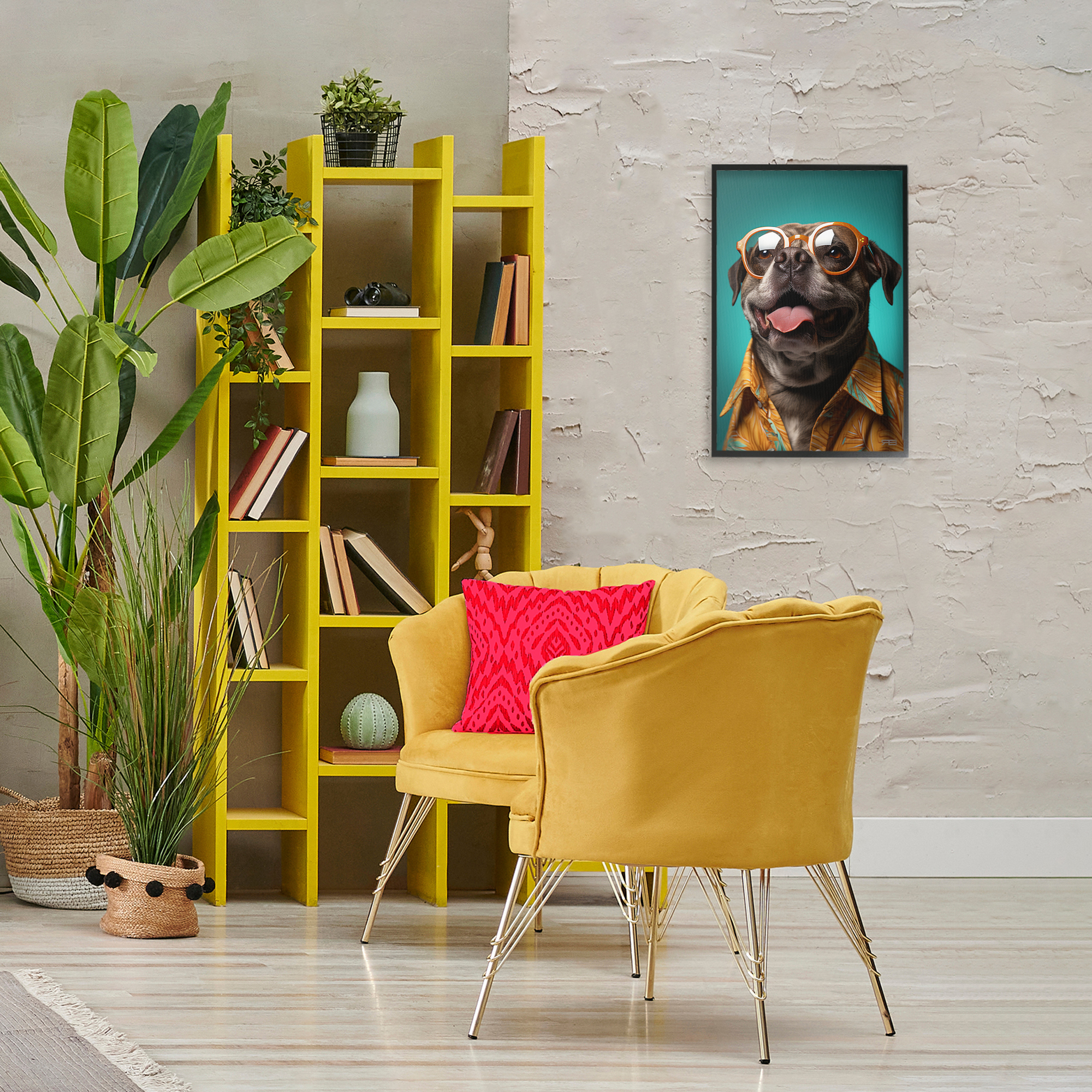 Stupell Industries Fashion Dog Friend Animals & Insects Painting Black Framed Art Print Wall Art, 16 x 24