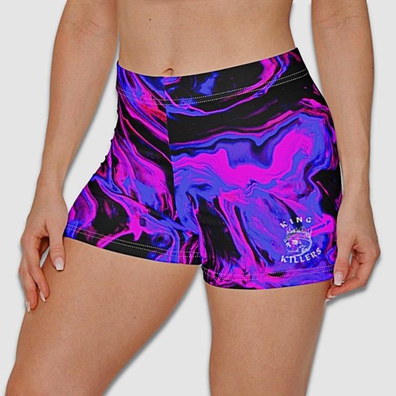 Women's Black & Purple Swirl Shorts