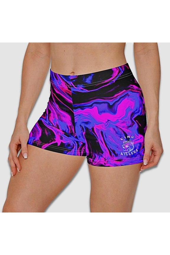 Women's Black & Purple Swirl Shorts