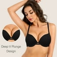 thumbnail image 3 of YANDW Push-up Padded Bra for Women Plunge Underwire T-Shirt Bra Multiway Add 2 Cups, Black 44A, 3 of 8