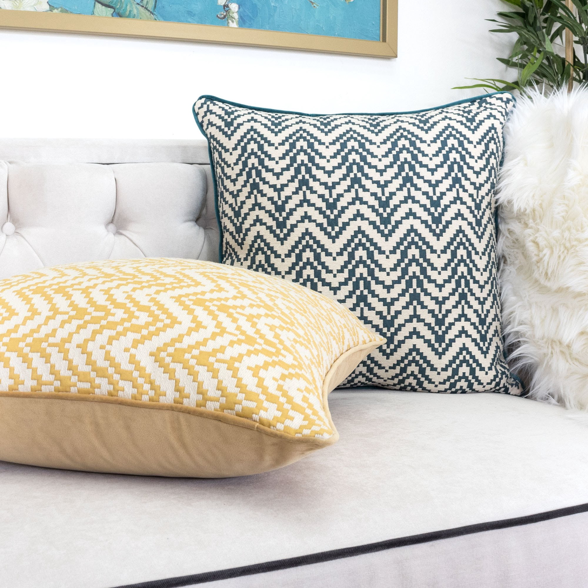 Cherie Gold Geometric Polyester 20 in. x 20 in. Throw Pillow