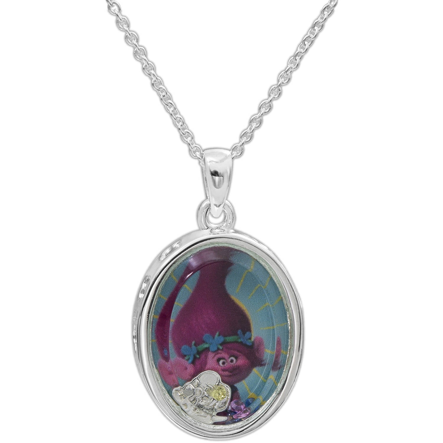 Trolls  Silver-Plated Shaker Pendant , 18' chain