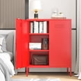 thumbnail image 2 of 2 Door Metal Storage Cabinet for Bed Room,Living Room,Home,Hotel,Office,Garage,Kitchen,3-Tier,2 Removable Shelves (Metal Door Cabinet, Red), 2 of 14