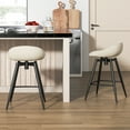 thumbnail image 4 of Gymax 25'' Upholstered Bar Stools Set of 2 w/ Footrest Backrest & Metal Frame Beige, 4 of 7