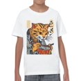 thumbnail image 2 of Ramen-Loving Cat Ukiyo-e Youth Youth's White T-shirt, 2 of 3