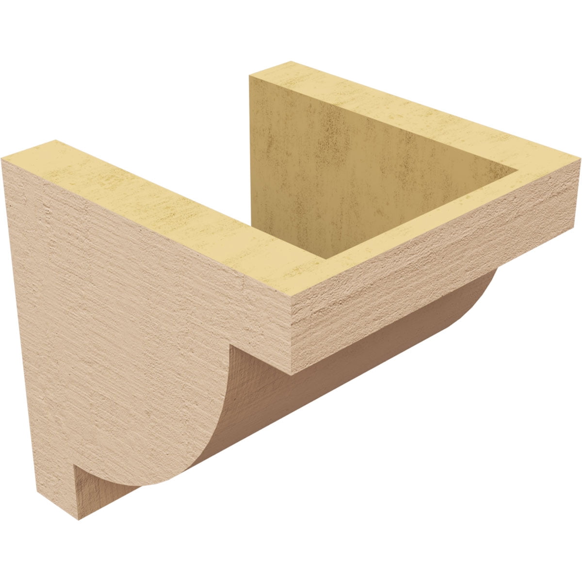 6"W x 6"D x 6"H Wide Alpine Rough Cedar Woodgrain TimberThane Corbel, Primed Tan