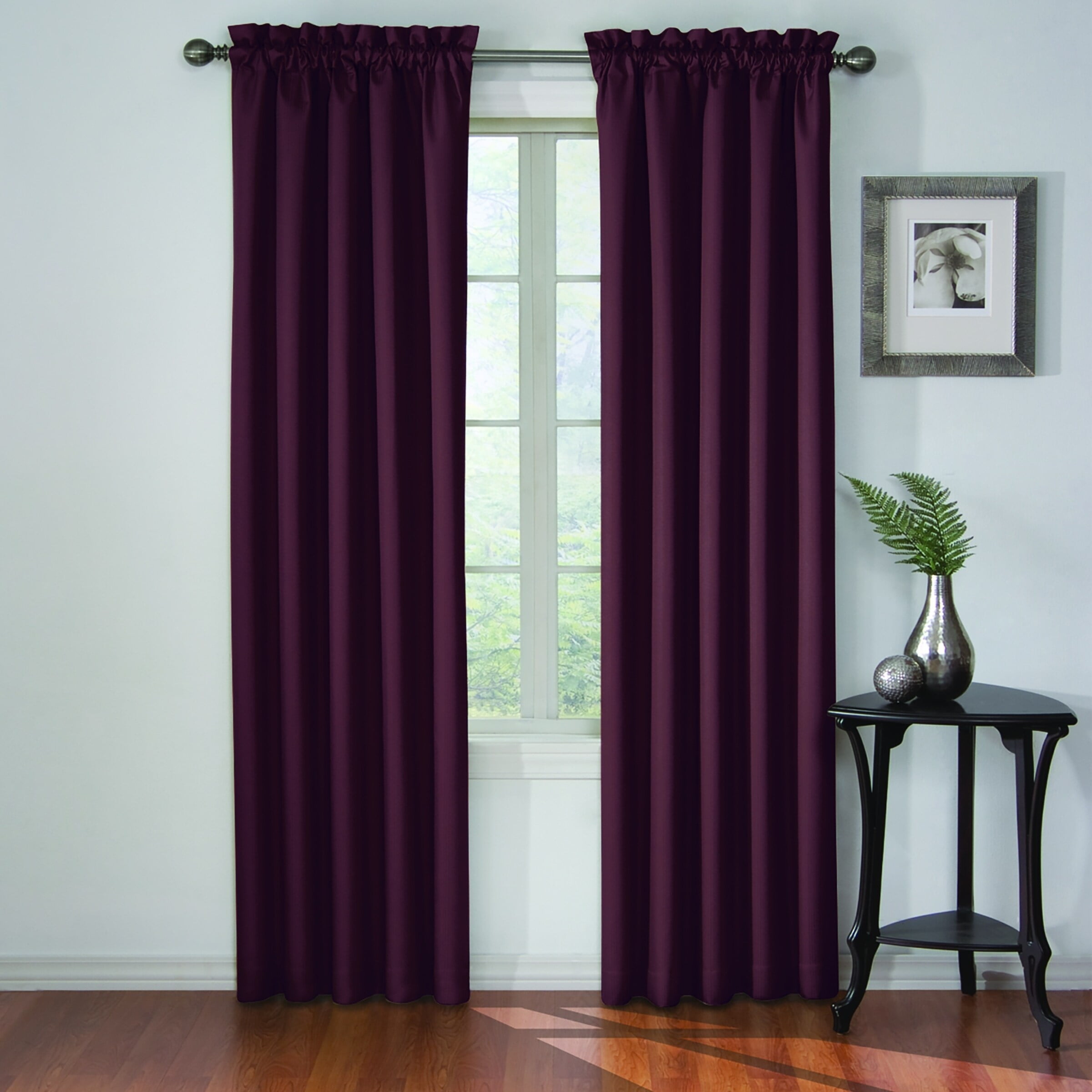 Eclipse Corinne Blackout Rod Pocket Single Window Curtain Panel Black 42 X 84 Walmart Com Walmart Com