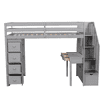 thumbnail image 5 of Tcbosik Loft Bed with Desk, Drawers and Shelves, Twin Size Wood Bed Frame with Stairs and Guardrail, Space Saving, Gray, 5 of 9