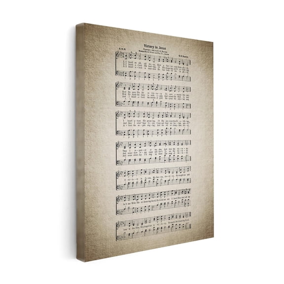 Victory in Jesus Canvas - Hymnal Sheet Print - Sheet Music Art - Gift for Him, Her, Musician - Religious Christian Decor for Home, Office, Living Room poster