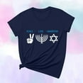 thumbnail image 2 of Penkiiy Happy Hanukkah Shirt Women Chrismukkah Shirt Cat Candle Shirt Love and Light T-Shirt Festival Short Sleeve Tops Navy, 2 of 7