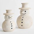thumbnail image 3 of Christmas Decorations - Handmade Terracotta Snowman Figurines - White Clay Winter Decor Holiday Rustic Unique Decor for Home Table Room Farmhouse Indo, 3 of 5