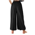 thumbnail image 4 of cocolona Womens Casual Solid Color High Waist Palazzo Pants Elastic Waist Wide Leg Dance Travel Lounge Pants, 4 of 5