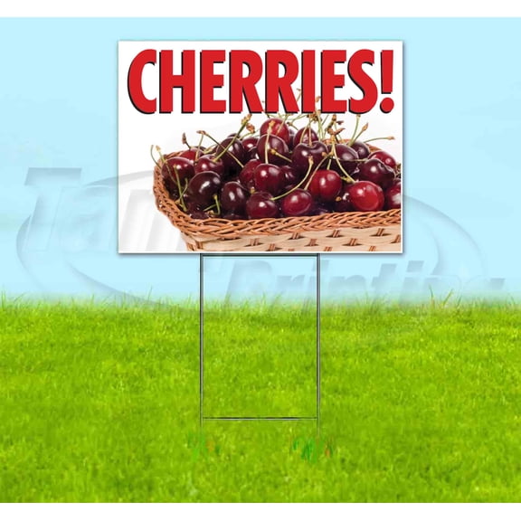 Cherries V4 (18" x 24") Yard Sign, Includes Metal Step Stake