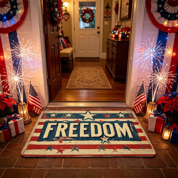 Independence Day Crystal Velvet Decorative Rug Thickened Sounds-Absorbing Floor Mat For Bedrooms Living Rooms And Entryways Soft Doormat