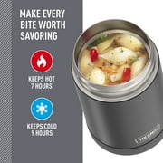 Thermos 16oz Vacuum Insulated Food Jar with Full Size Spoon, Black, Ideal Use for Workday Meals and Travel, Made for Portable Food Storage