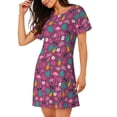 thumbnail image 2 of Fotbe Summer Flamingo Bata de Dormir para Mujer con Estampado, Camisón de Algodón de Manga Corta, Ropa de Dormir Casual, 2 of 6