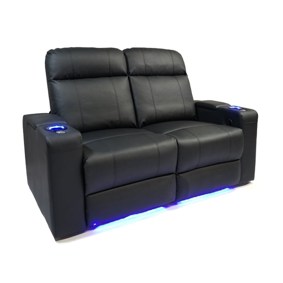 Valencia Piacenza Top Grain Leather LED Power Home Theatre Seating Row of Two Love Seat - 2 seat