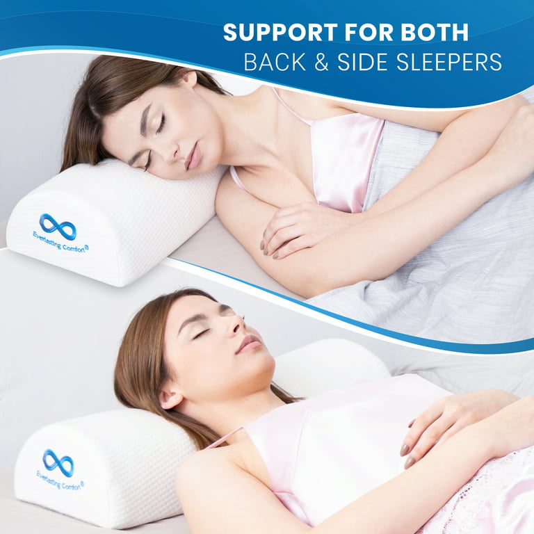 Everlasting Comfort Bolster Pillow for Legs and Back - Pure Memory Foam Half Moon Sleeping Pillow