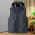 thumbnail image 4 of safuny Men's Sleeveless Hooded Zipper with Pockets Thick Casual Jacket Stylish able Outerwear for Outdoor Office Daily Wear Gray L, 4 of 4