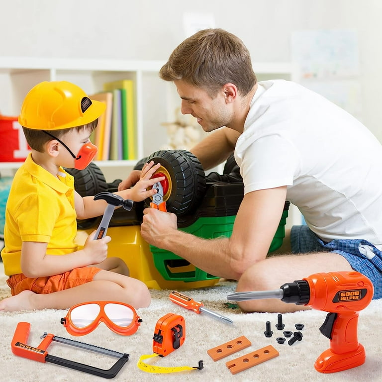  JOYIN Juego de 24 herramientas para niños, juguete de  simulación con cinturón de trabajador de la construcción y taladro de  juguete eléctrico en estuche de transporte para niños y niñas, Halloween, 