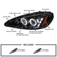 thumbnail image 3 of Spec-D Tuning Black Dual LED Halo Projector Headlights Compatible with 1999-2005 Pontiac Grand AM, Left + Right Pair Headlamps Assembly, 3 of 5