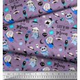 thumbnail image 3 of Soimoi Polyester Crepe Fabric Planet,Rocket & Astronaut Animals Cartoon Fabric Prints by Yard 52 Inch Wide, 3 of 3