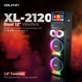 thumbnail image 4 of Dolphin XL-2120 KaraokeBox Dual 12" Bluetooth Karaoke Speaker – 200W Powerful Bass, 15" Smart Android Touchscreen, HDMI Output, WiFi, 2 Wireless Mics – Perfect for Parties, DJs, and Events, 4 of 13
