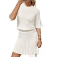 thumbnail image 3 of Women 2 Pieces Knit Set Half Sleeve Pullover Sweater and Mini Skirt Matching Sets, 3 of 7