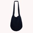 thumbnail image 5 of Bolso de mano retro de punto para mujer, bolso grande de viaje para hombro, bolso de compras (negro), 5 of 5