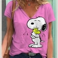 thumbnail image 2 of Camiseta de verano para mujer, bonita camiseta con estampado de Snoopy, camisetas casuales de manga corta en 3D, ropa urbana de moda con cuello en V, ropa femenina de gran tamaño, 2 of 4