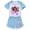 Light blue, variant on Girls' Short sleeved Set APHMAU Children's Girls' Short sleeved T-shirt Shorts Sports Set Game Cartoon Fashion Casual Set, Suitable for Children aged 5-13