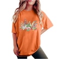 thumbnail image 2 of LEBONYARD Plus Size Womens Tops,Women's Fashion Summer Round Neck Drop Sleeves Leisure Short Sleeve Flower Printing Tops Orange XL, 2 of 7