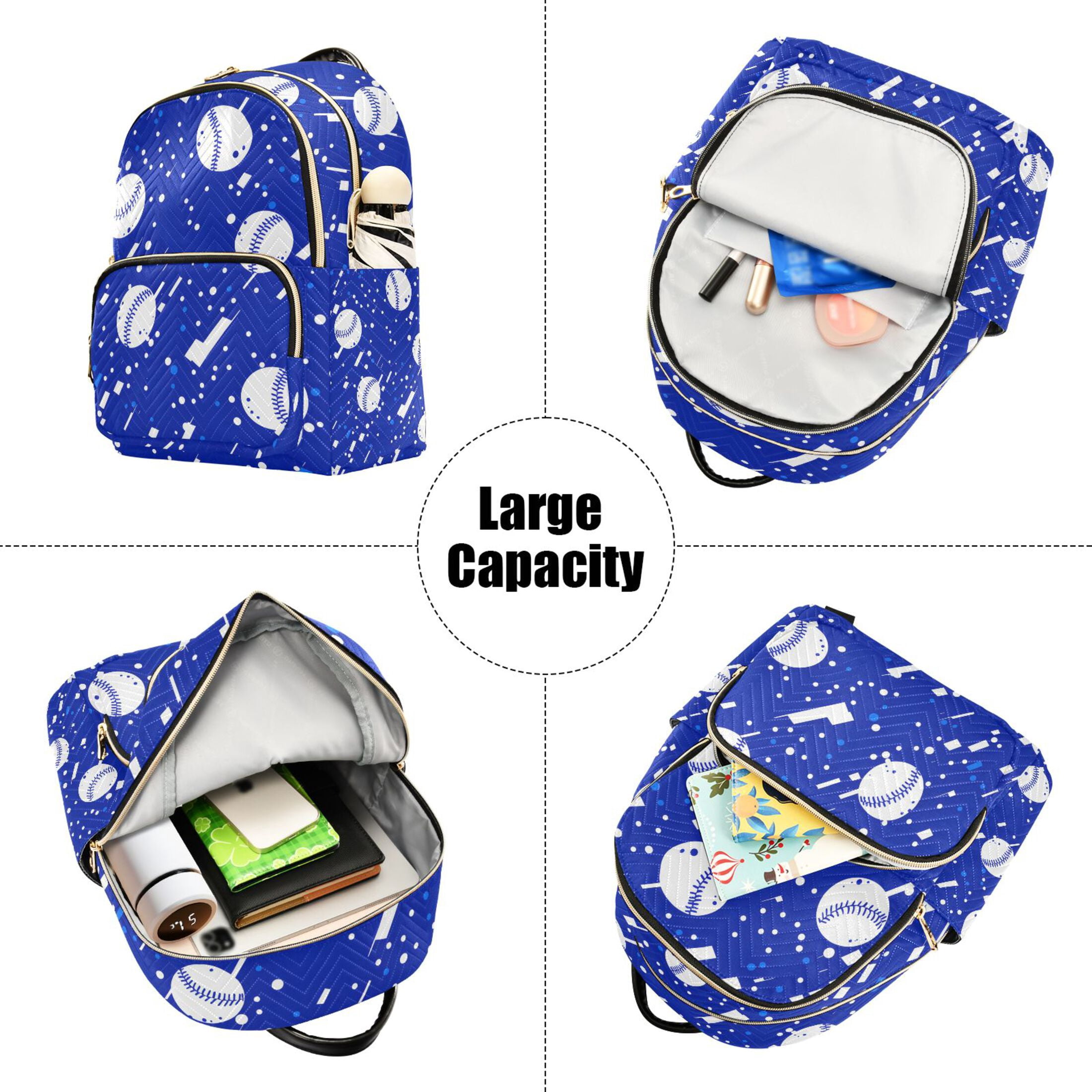 ALAZA Baseball Art Pattern Womens Travel Laptop Backpack Large Daypack Ladies Shoulder Bags S
