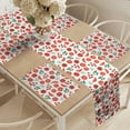 thumbnail image 2 of Ambesonne Food Table Runner & Placemats, Tomatoes and Branch Leaves, Placemat 4 pcs + Runner 14"x72", Vermilion and White, 2 of 2