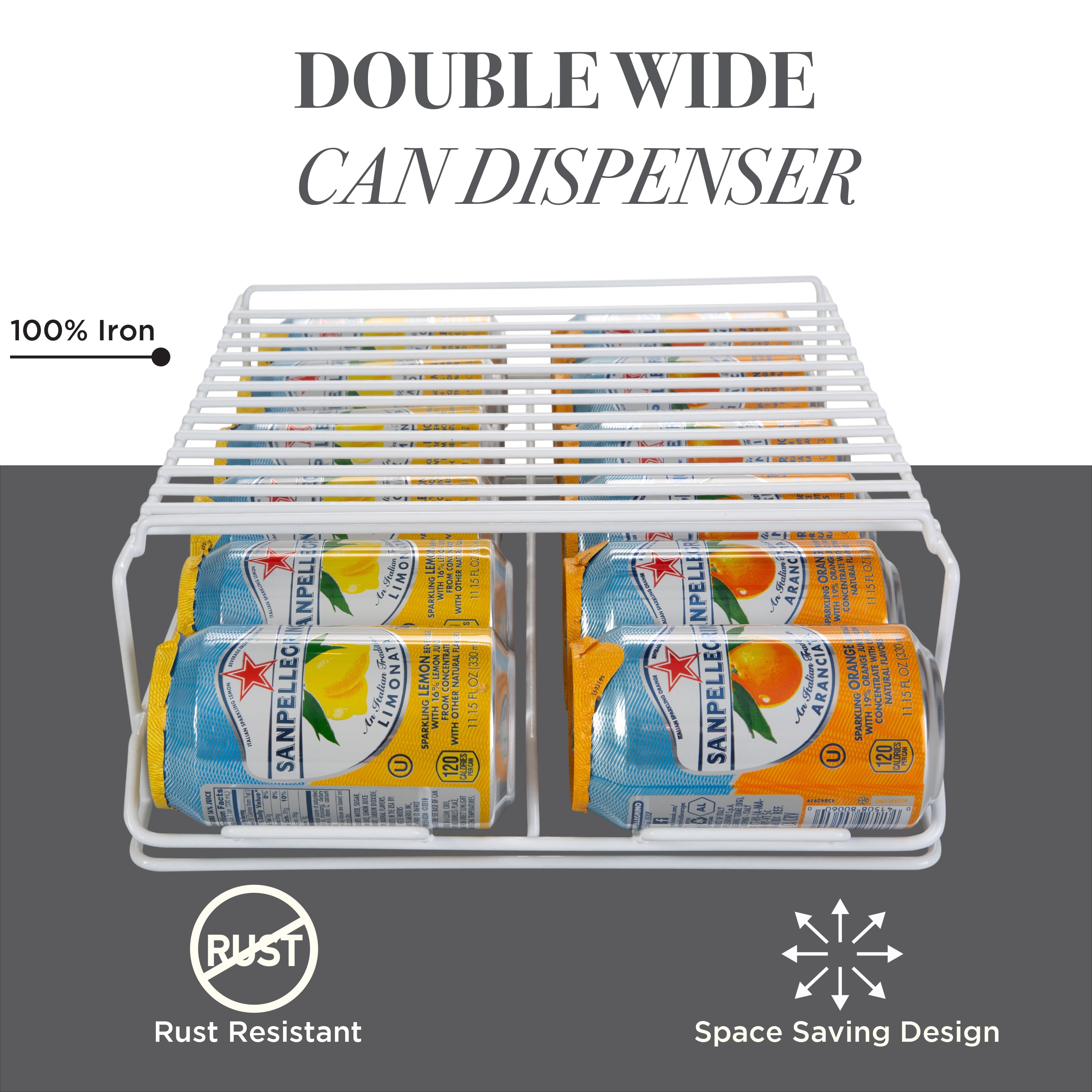 Kitchen Details Double Wide Iron Beverage Can Dispenser Organizing Rack