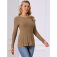 thumbnail image 2 of DARING DIVA Long Sleeve Crewneck Pleated Peplum Pullover Sweater S Brown, 2 of 6
