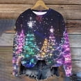 thumbnail image 5 of Feancey Christmas Sweatshirts for Women Trendy Glitter Xmas Tree Graphic Print Long Sleeve Tops Loose Fit Casual Round Neck Pullover Blouse Multicolor4 L, 5 of 7