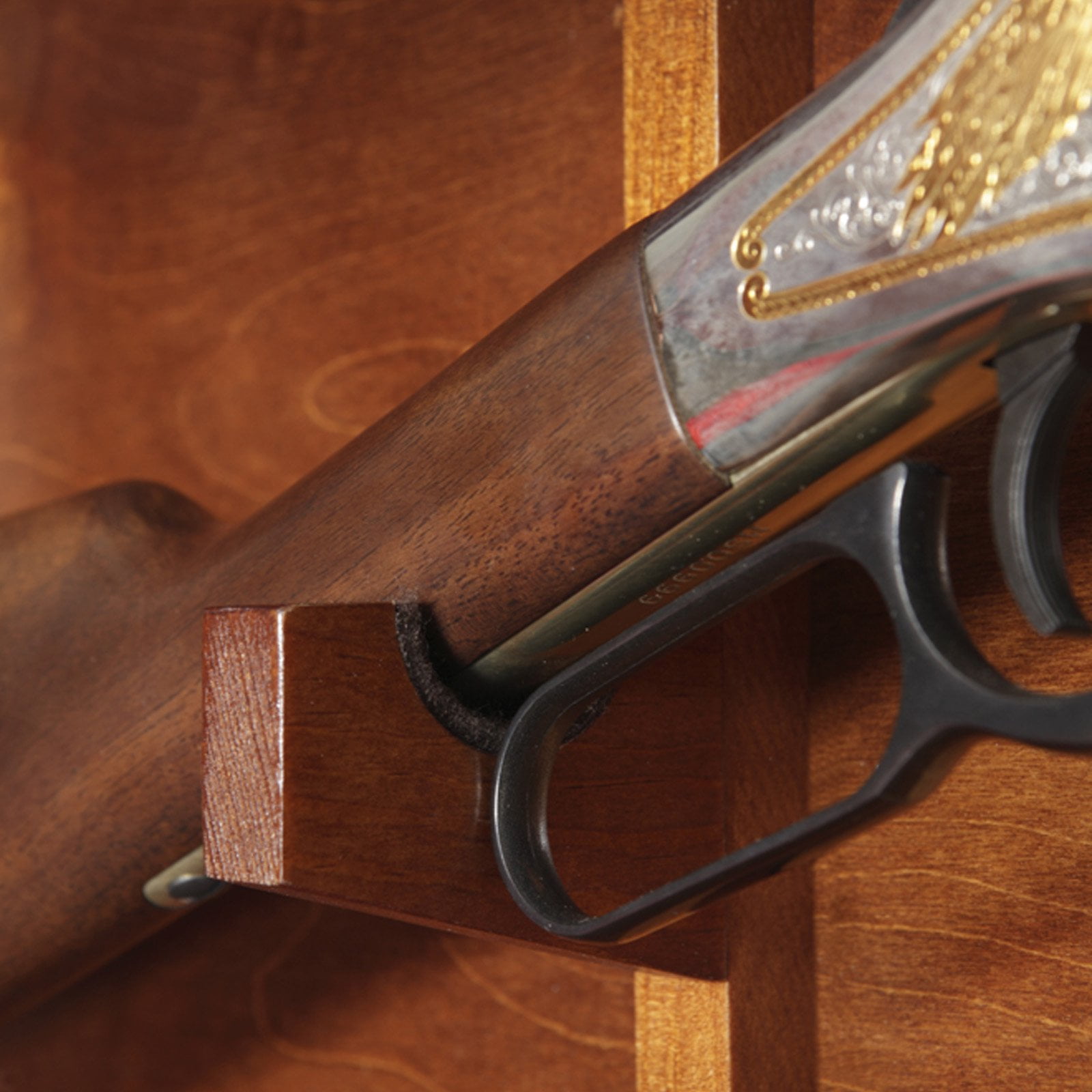 Collectors Wall Mount Gun Rack Display Case Solid Wood Deer Hunting