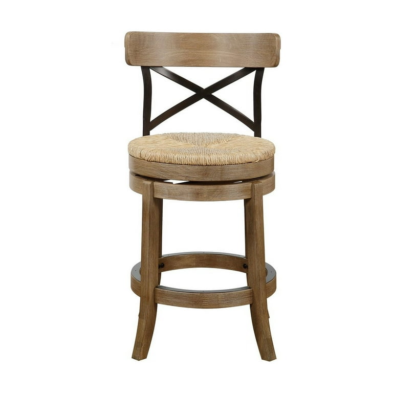 Boraam Myrtle Counter Height Low x Back Swivel Wood Counter Stool Wheat Wire Brush Finish
