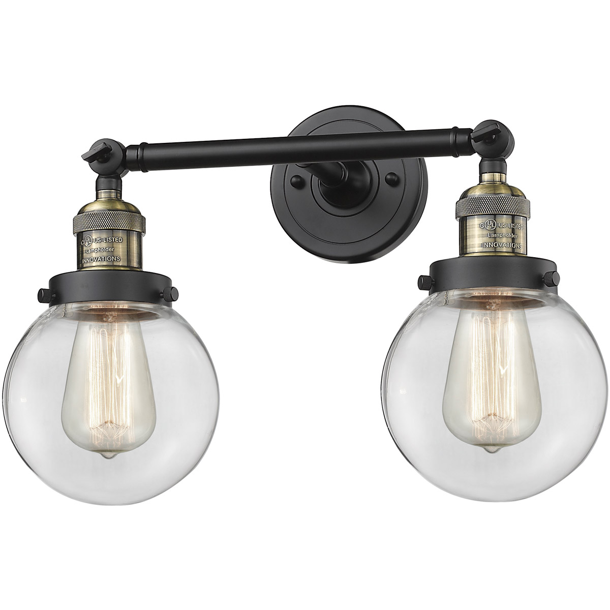 Bathroom Vanity 2 Light Fixtures With Black Antique Brass Finish Cast