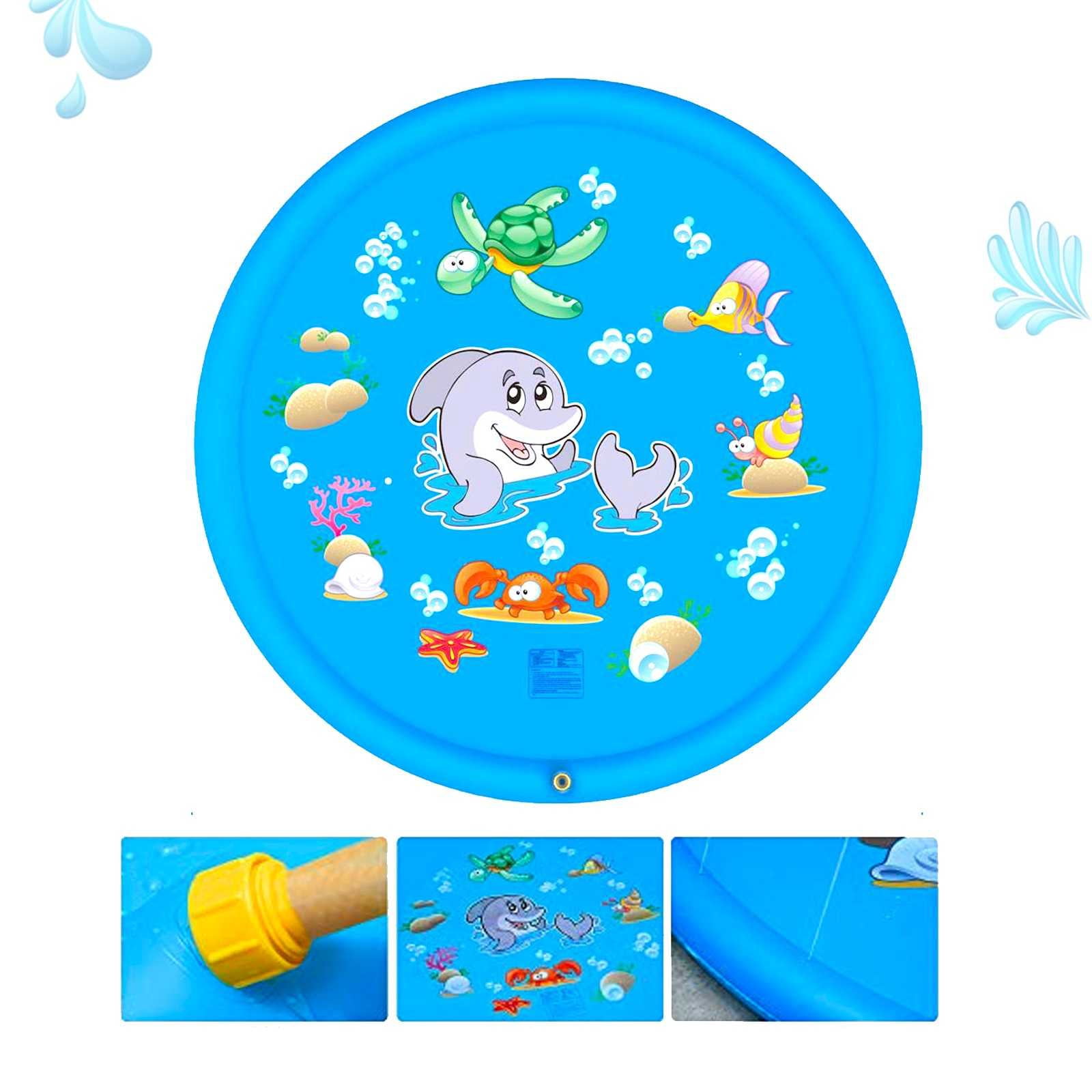Huge 68″ Splash Water Play Mat for Little Kids & Toddlers, Water Sprinkler, Water Inflatable Wading Pool for Summer Fun Outdoor Water Toys for Boys & Girls, Dolphin