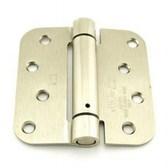 Hager 1752415 4 x 4 x 0.62 in. Radius Corner Steel Full Mortise Residential Spring Hinge, Satin Nickel