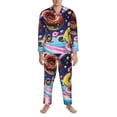 thumbnail image 3 of Naloa Space Colorful Donut Men’s Pajamas Set - Long Sleeve Button Down Sleep Shirt and Pajama Bottoms Sleepwear Set-Medium, 3 of 7