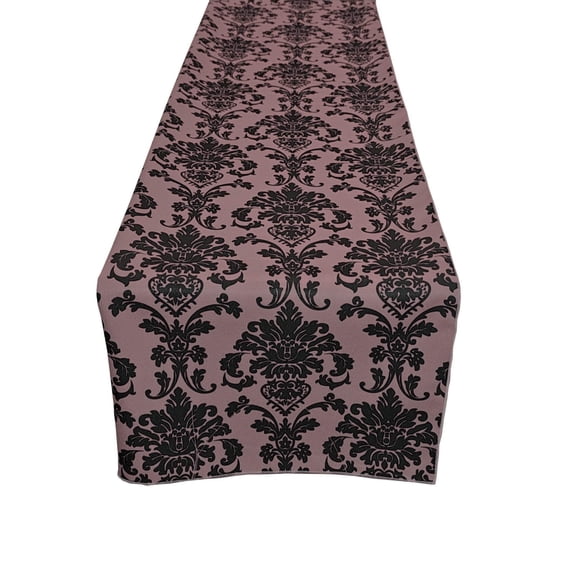 Poplin Damask Table Runner Dusty Rose
